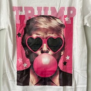 Pink Bubblegum Heart Shaped Shades Trump Gildan Heavy Cotton White T-Shirt